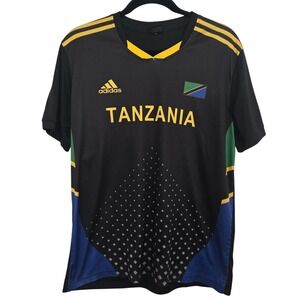 Adidas Tanzania Soccer Jersey Men M‎ Black Yellow Fan Supporter Shirt Flag